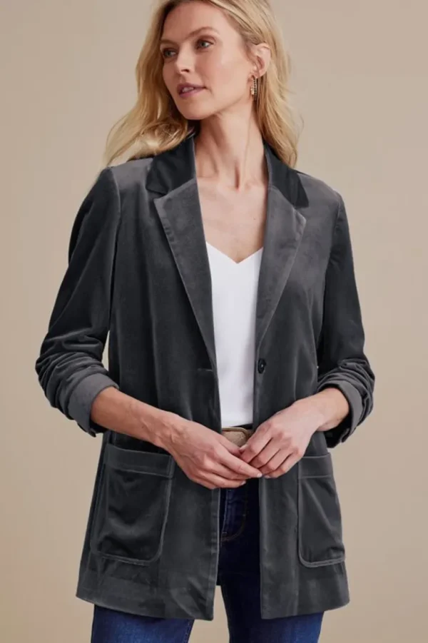 Soft Surroundings Holly Velvet Blazer- Toppers | Jackets & Coats