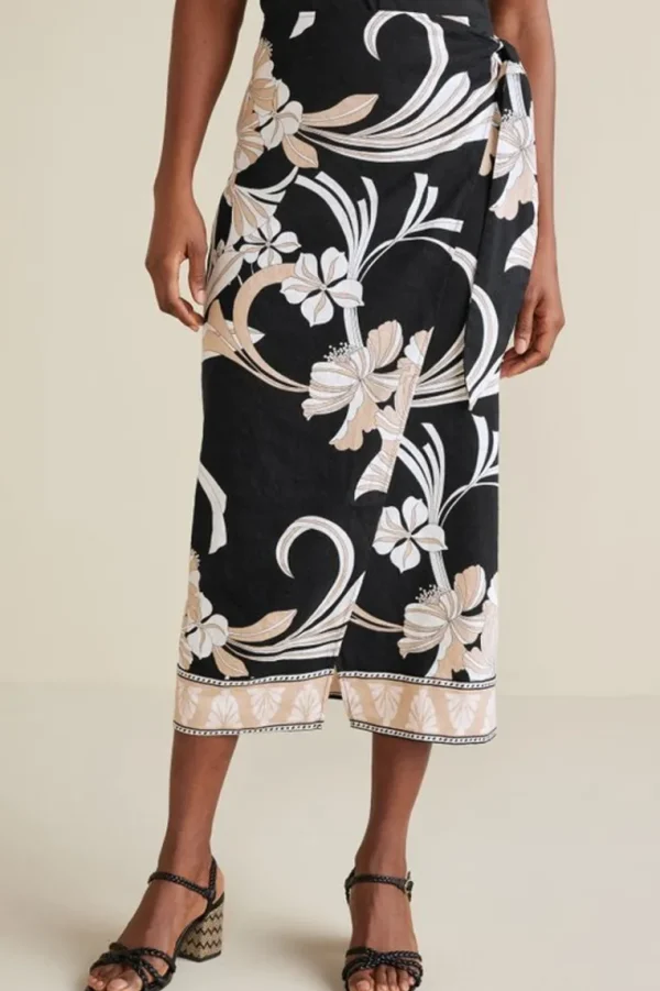 Soft Surroundings Isla Stretch Linen Midi Skirt- Skirts