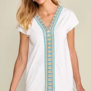 Soft Surroundings Izabel Embroidered Tee- Tops