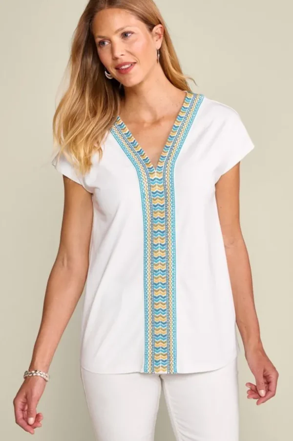 Soft Surroundings Izabel Embroidered Tee- Tops