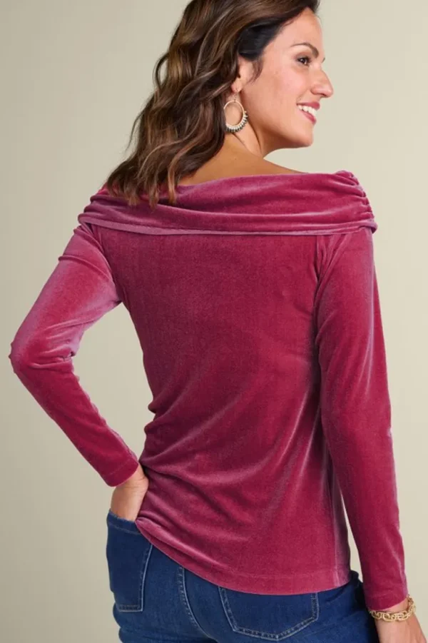 Soft Surroundings Jeanna Rosette Velvet Top- Tops