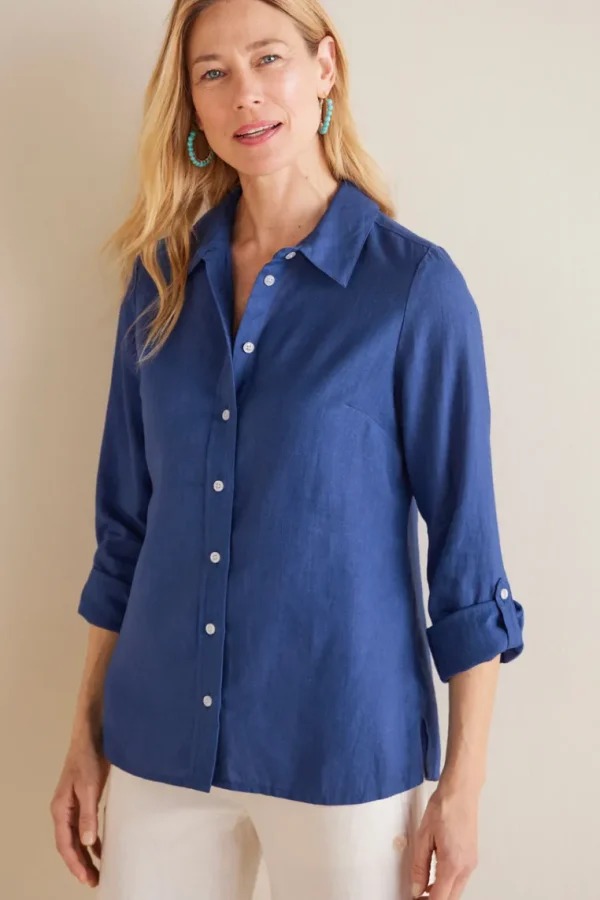 Soft Surroundings Jordan Linen Blend Shirt- Tops