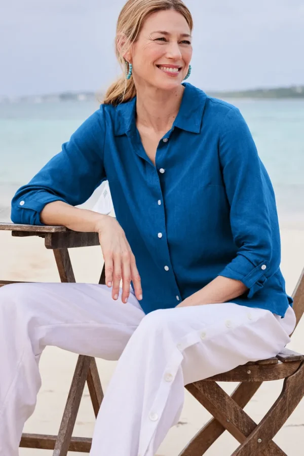 Soft Surroundings Jordan Linen Blend Shirt- Tops