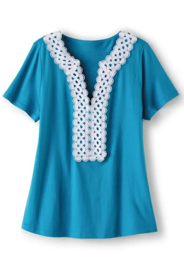 Soft Surroundings Kaitlyn Embellished Knit Tee- Tops