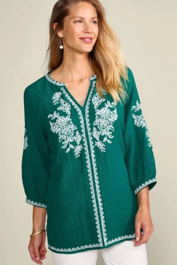 Soft Surroundings Katie Gauze Tunic- Tops | Tunics & Leggings