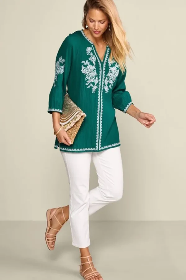 Soft Surroundings Katie Gauze Tunic- Tops | Tunics & Leggings