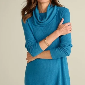 Soft Surroundings Kayla Rib Knit Cowl Neck Tunic- Tops