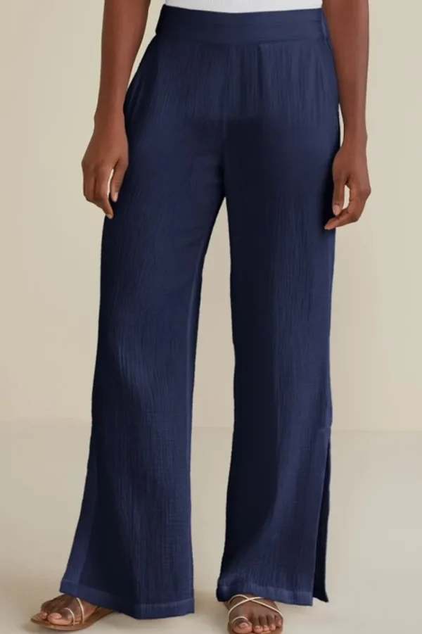 Soft Surroundings Khulani Wide Leg Gauze Pants- Pants