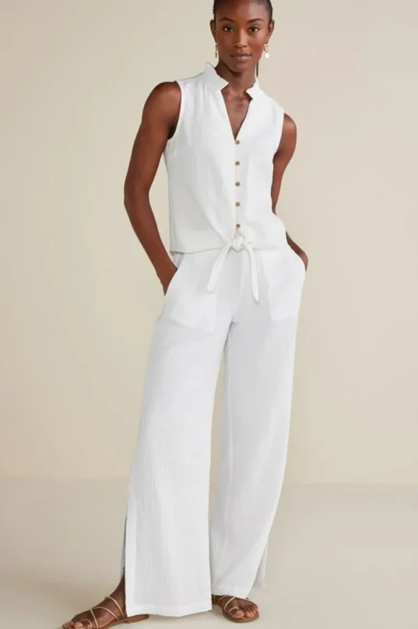 Soft Surroundings Khulani Wide Leg Gauze Pants- Pants