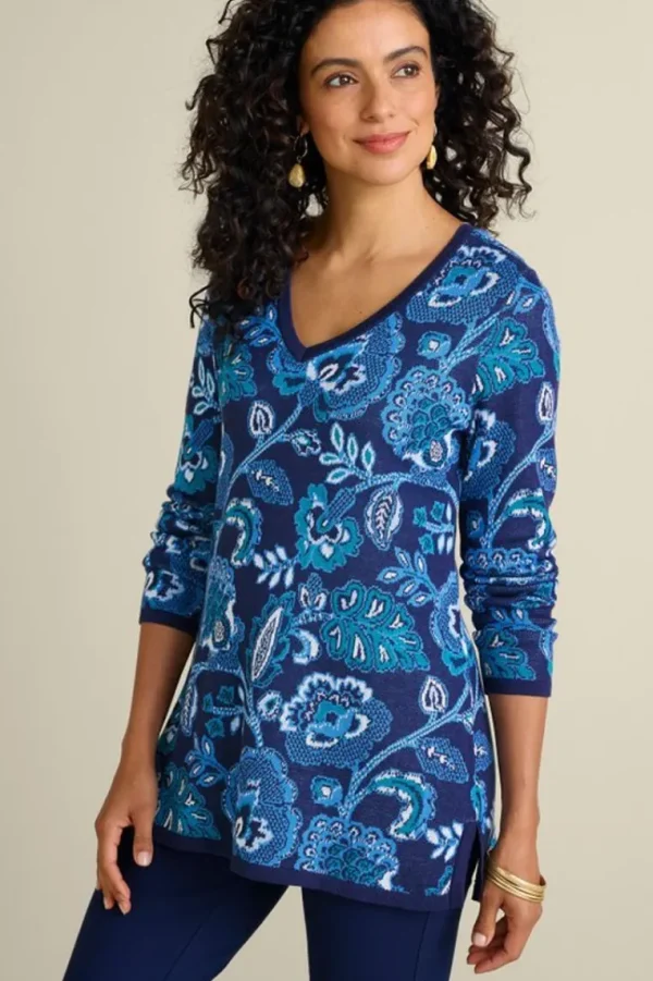 Soft Surroundings Leonor Jacquard Tunic Sweater- Tops | Sweaters & Cardigans