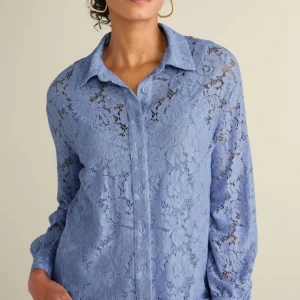 Soft Surroundings Lisa Lace Button Front- Tops