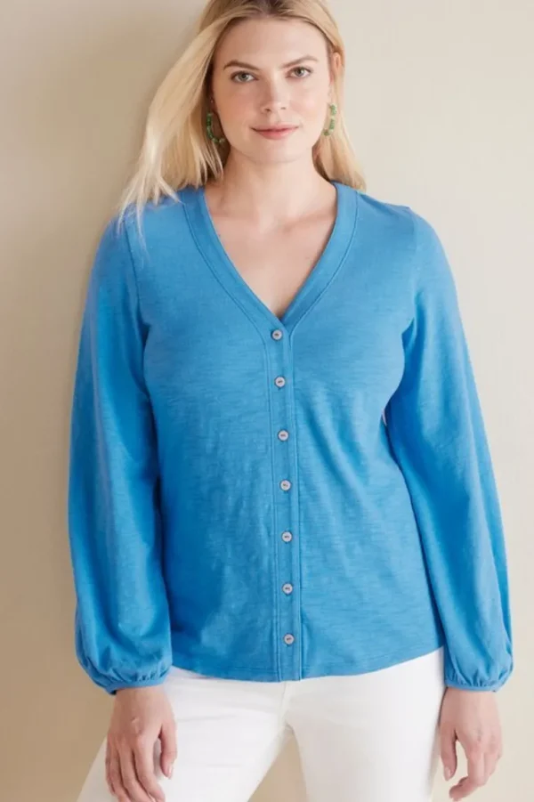 Soft Surroundings Lorna Button Front Top- Tops