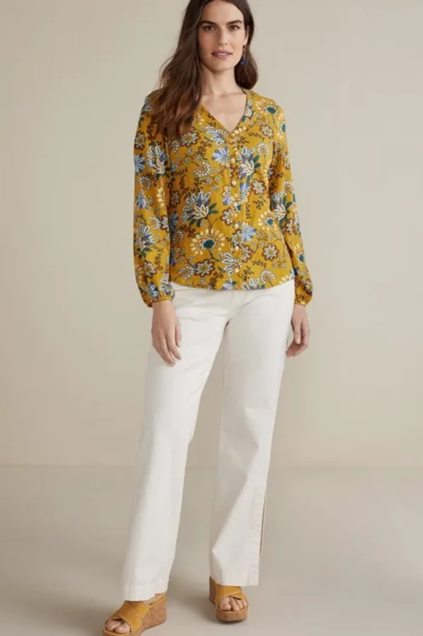 Soft Surroundings Lorna Button Front Top- Tops