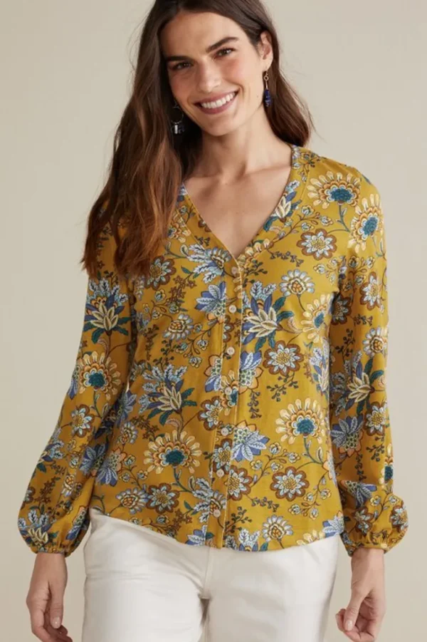 Soft Surroundings Lorna Button Front Top- Tops