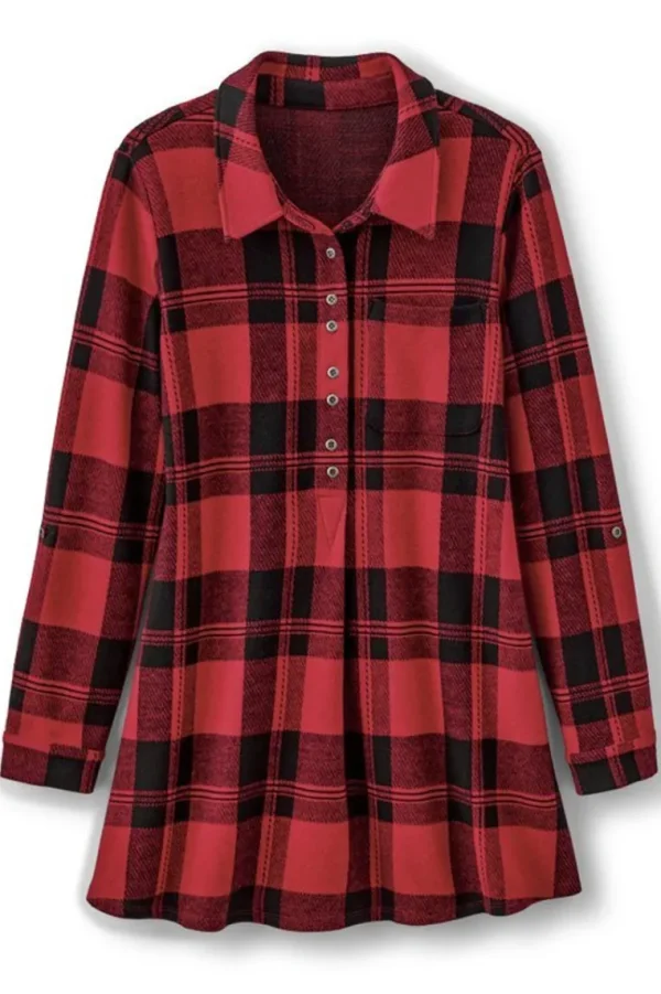 Soft Surroundings Mad About Plaid Top- Tops