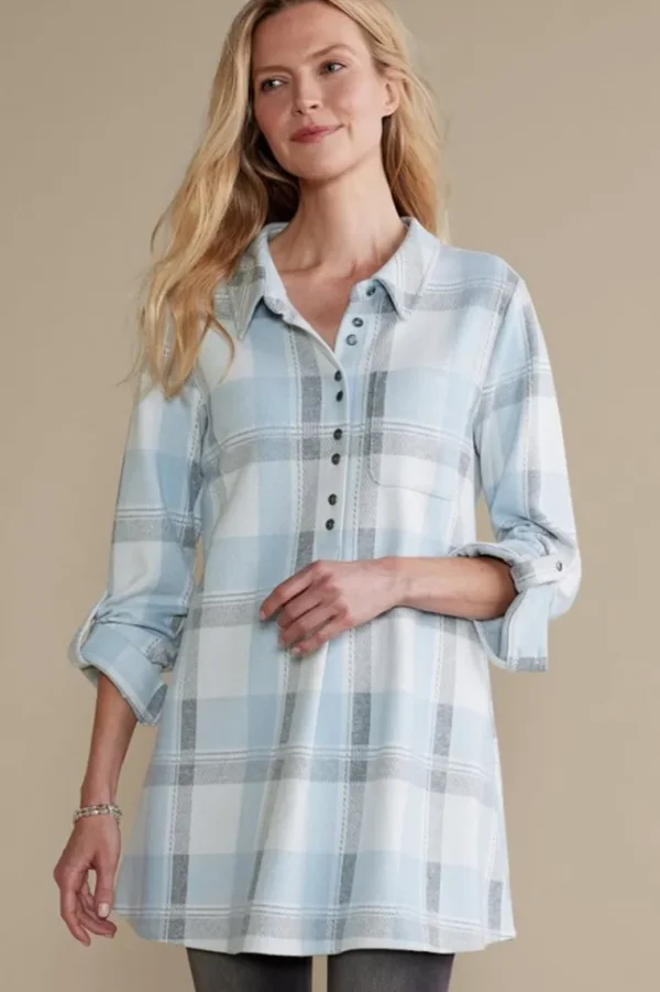 Soft Surroundings Mad About Plaid Top- Tops