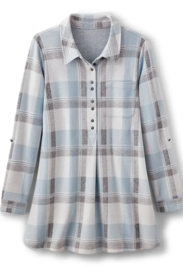 Soft Surroundings Mad About Plaid Top- Tops