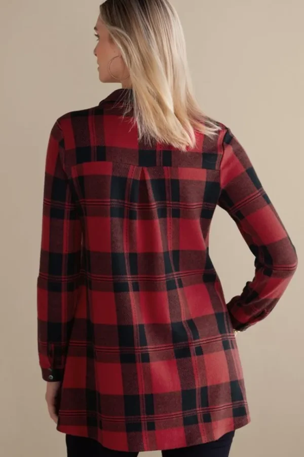 Soft Surroundings Mad About Plaid Top- Tops