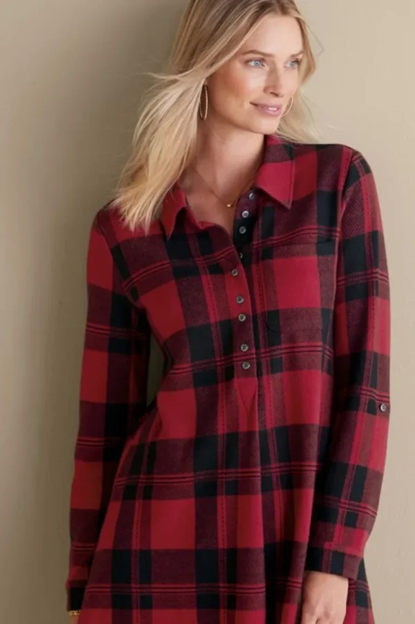 Soft Surroundings Mad About Plaid Top- Tops