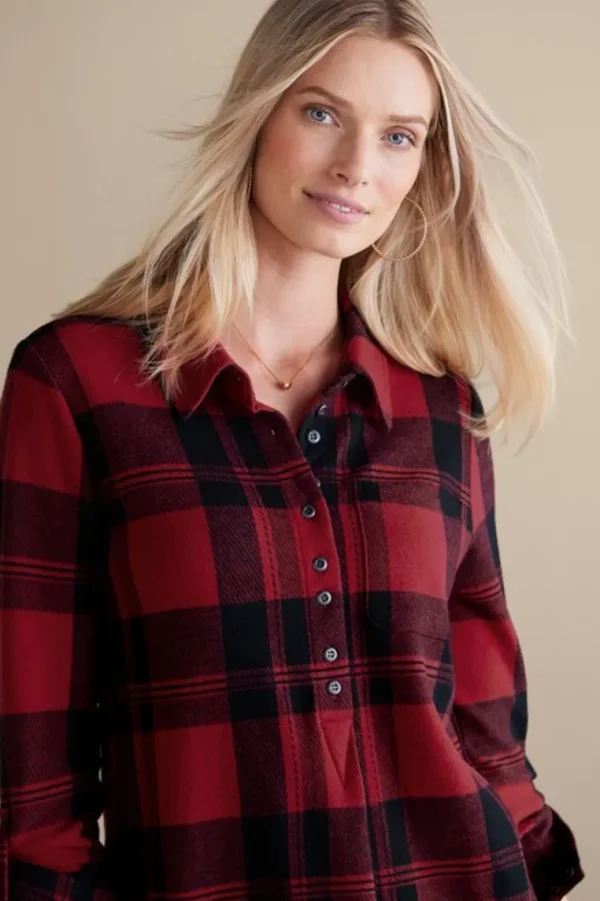 Soft Surroundings Mad About Plaid Top- Tops