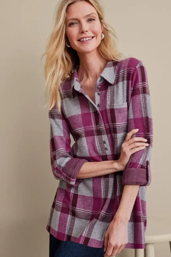 Soft Surroundings Mad About Plaid Top- Tops