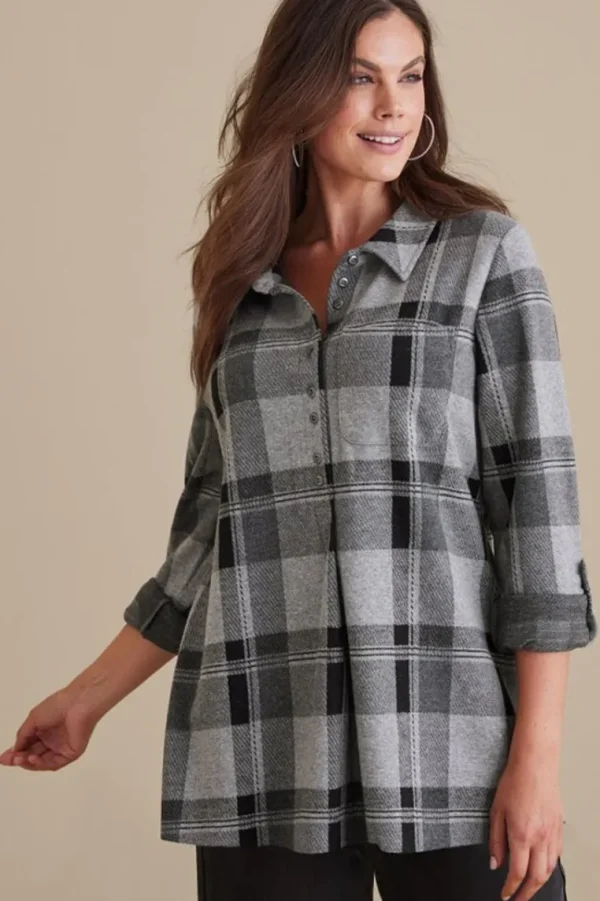 Soft Surroundings Mad About Plaid Top- Tops