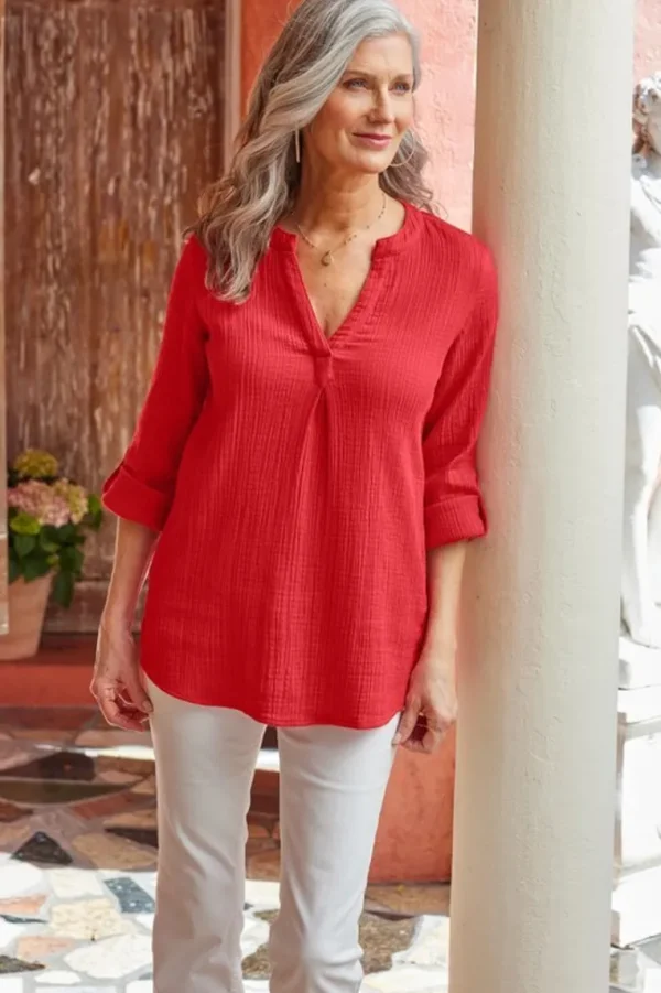 Soft Surroundings Marley Gauze Tunic- Tops | Tunics & Leggings