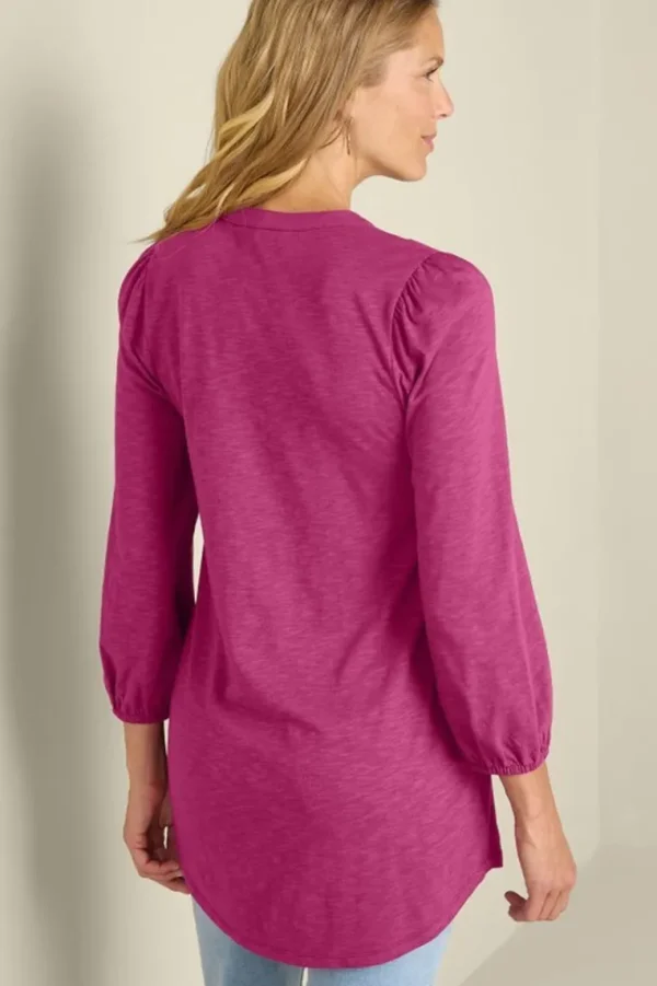 Soft Surroundings Mikaela Embroidered 3/4 Sleeve Tunic- Tops | Tunics & Leggings