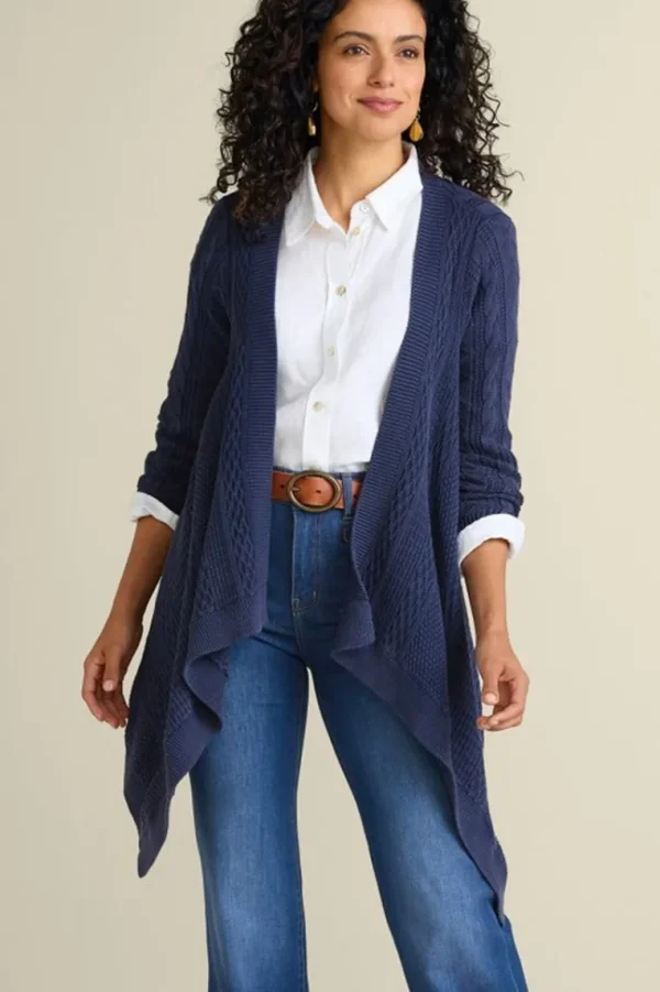 Soft Surroundings Minah Cable Knit Cardigan- Tops | Sweaters & Cardigans