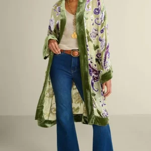 Soft Surroundings Nomi Silk Blend Velvet Kimono- Toppers | Jackets & Coats