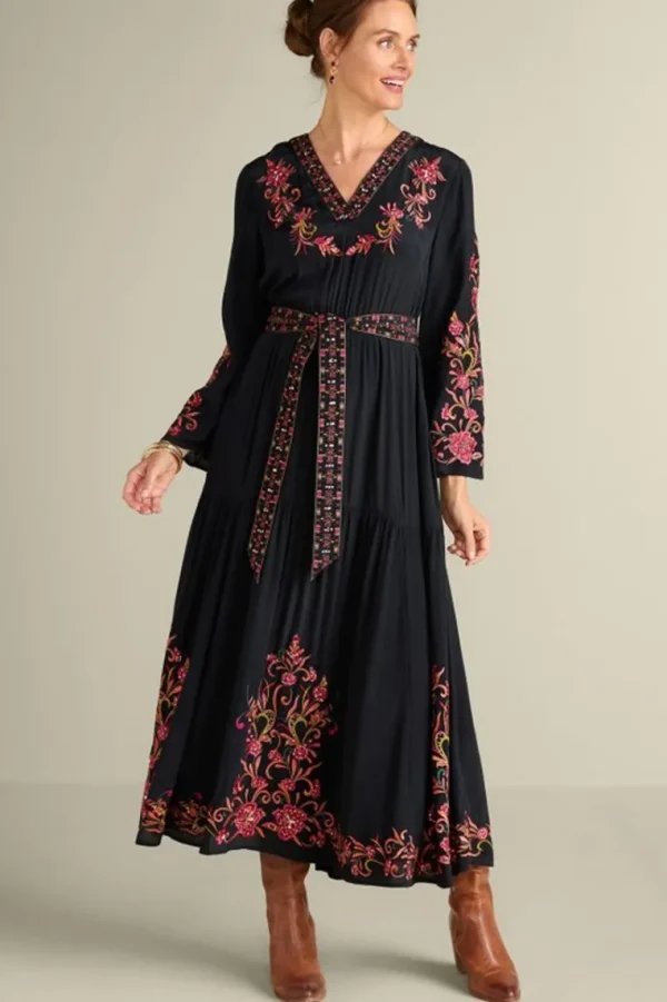 Soft Surroundings Onyx Embellished Maxi Dress- Dresses