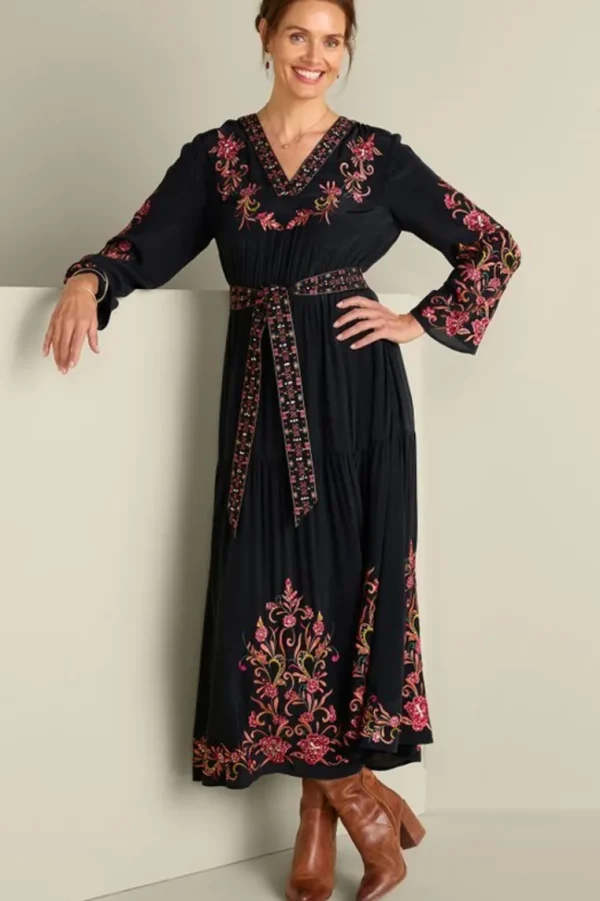 Soft Surroundings Onyx Embellished Maxi Dress- Dresses