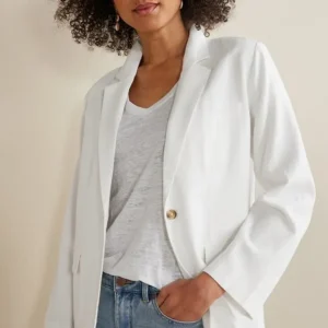 Soft Surroundings Portofino Linen Blend Boyfriend Blazer- Toppers | Dresses