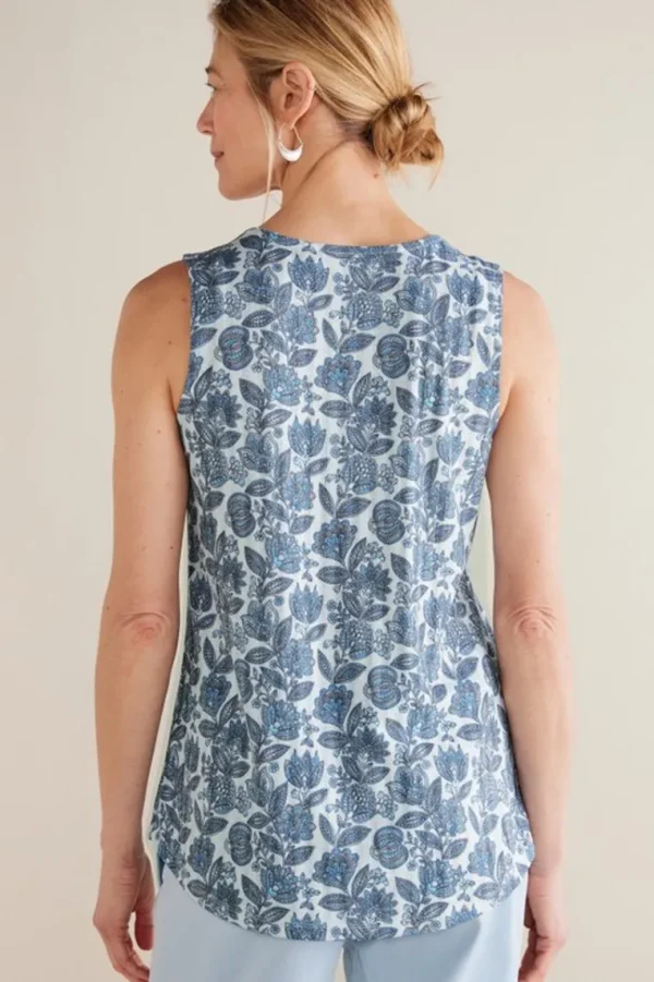 Soft Surroundings Roxie Printed Pointelle Tank- Tops