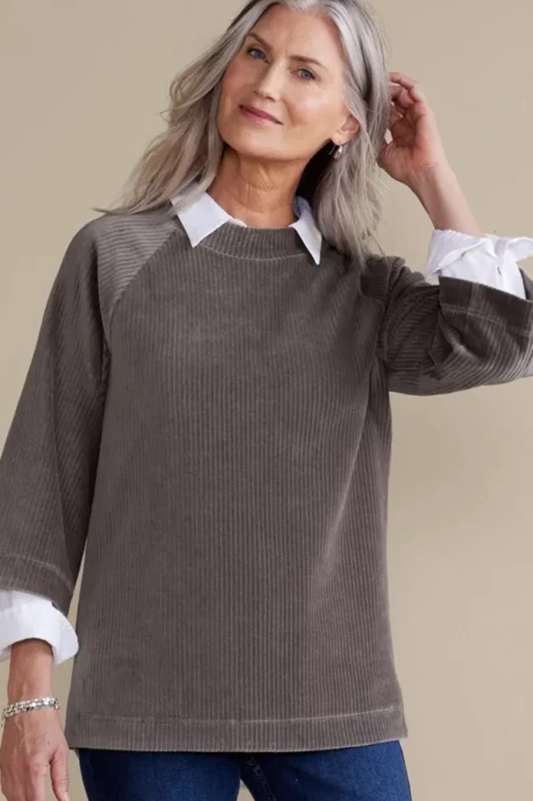 Soft Surroundings Samina Corduroy Pullover- Tops