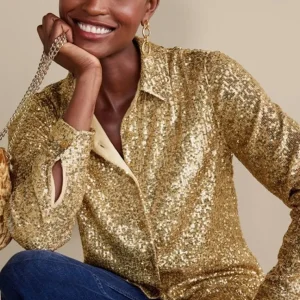 Soft Surroundings Sancerre Sequin Shirt- Tops