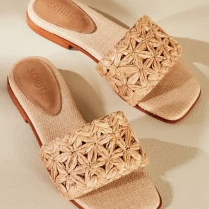 Soft Surroundings Schutz Ayla Raffia Slides- Shoes