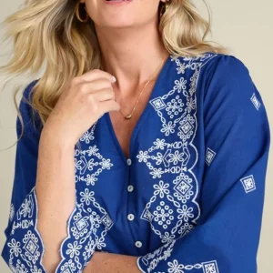 Soft Surroundings Shona Embroidered Top- Tops