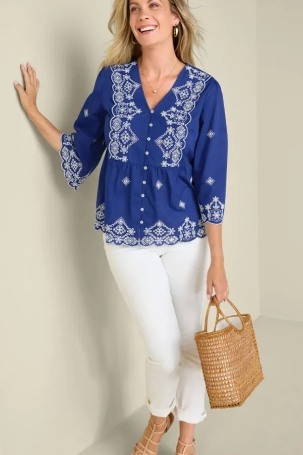 Soft Surroundings Shona Embroidered Top- Tops