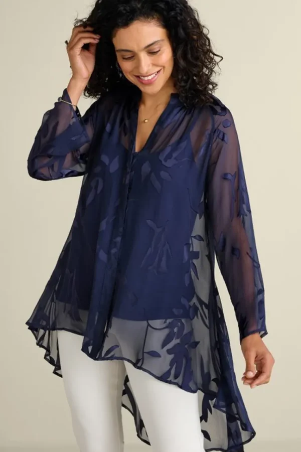 Soft Surroundings Silk Convertible Shirt & Cami- Tops