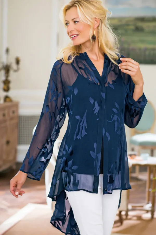 Soft Surroundings Silk Convertible Shirt & Cami- Tops