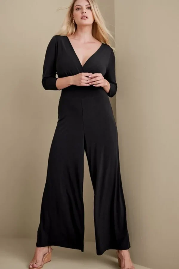 Soft Surroundings 3/4 Sleeve Penelope Jumpsuit- Dresses | Jumpsuits