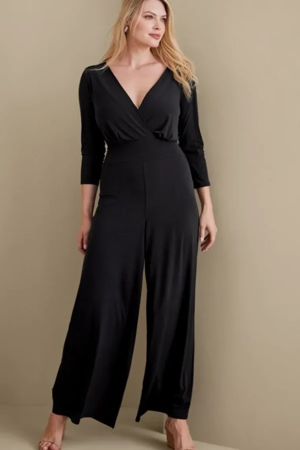 Soft Surroundings 3/4 Sleeve Penelope Jumpsuit- Dresses | Jumpsuits