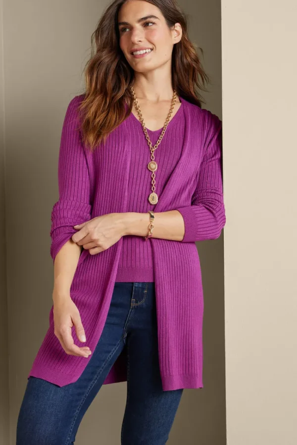 Soft Surroundings Soft Essential Ribbed Long Cardi- Tops | Sweaters & Cardigans