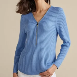 Soft Surroundings Soft Essential Ribbed Valentina Sweater- Tops | Sweaters & Cardigans