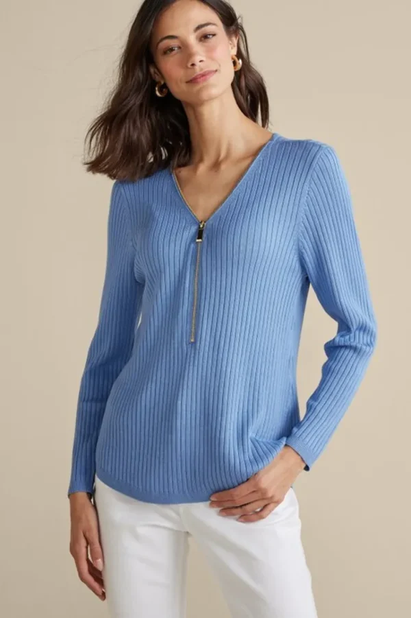 Soft Surroundings Soft Essential Ribbed Valentina Sweater- Tops | Sweaters & Cardigans