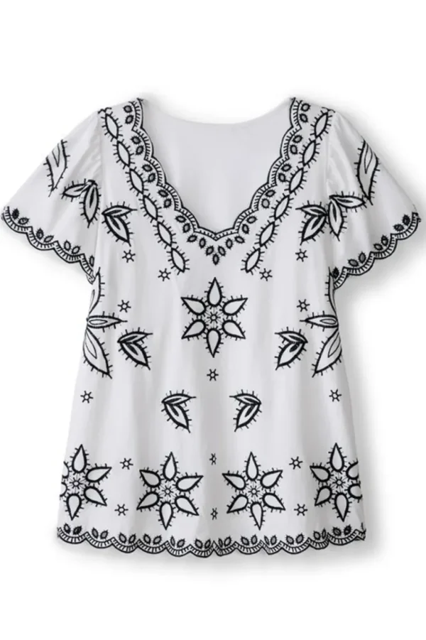 Soft Surroundings Teres Embroidered Tee- Tops