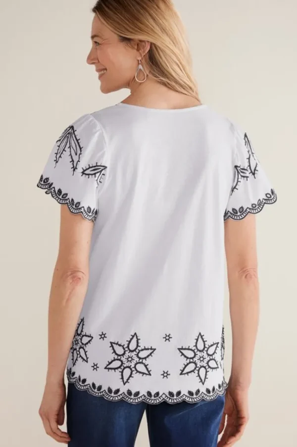 Soft Surroundings Teres Embroidered Tee- Tops