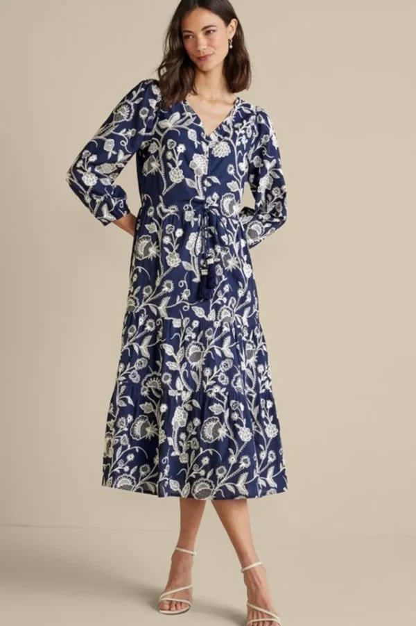 Soft Surroundings Tilda Embroidered Midi Dress- Dresses