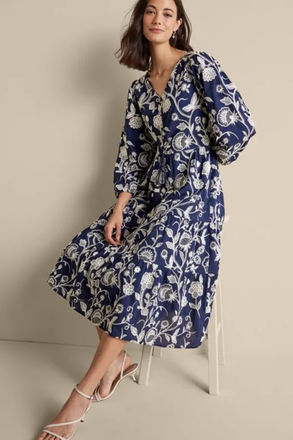 Soft Surroundings Tilda Embroidered Midi Dress- Dresses